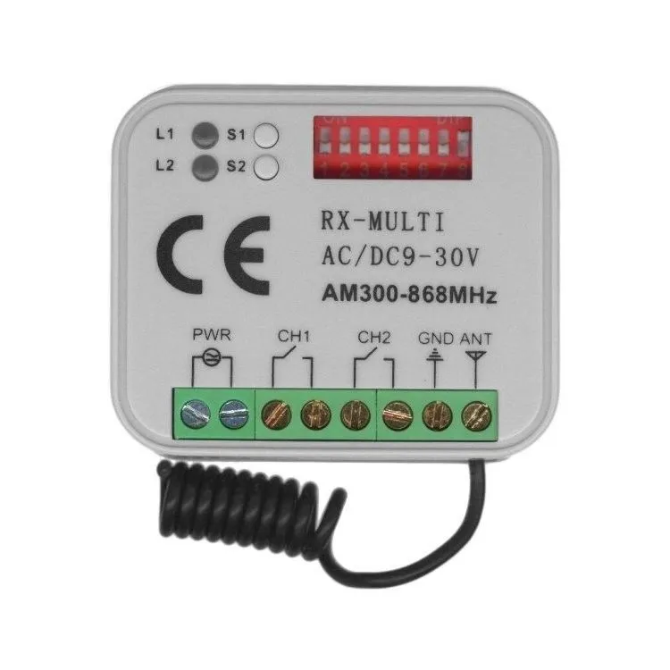 Универсальный внешний приемник RX-MULTI 300-868MHz AC/DC9-30v (мультичастотный) Универсальный внешний приемник RX-MULTI 300-868MHz AC/DC9-30v (мультичастотный)